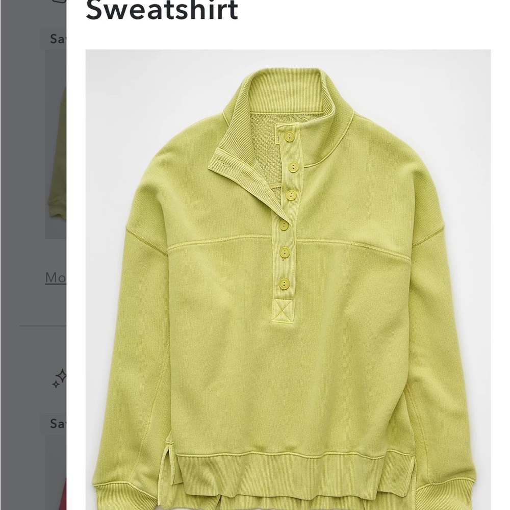 NWT Aerie big hug Henley sweatshirt fresh green XS